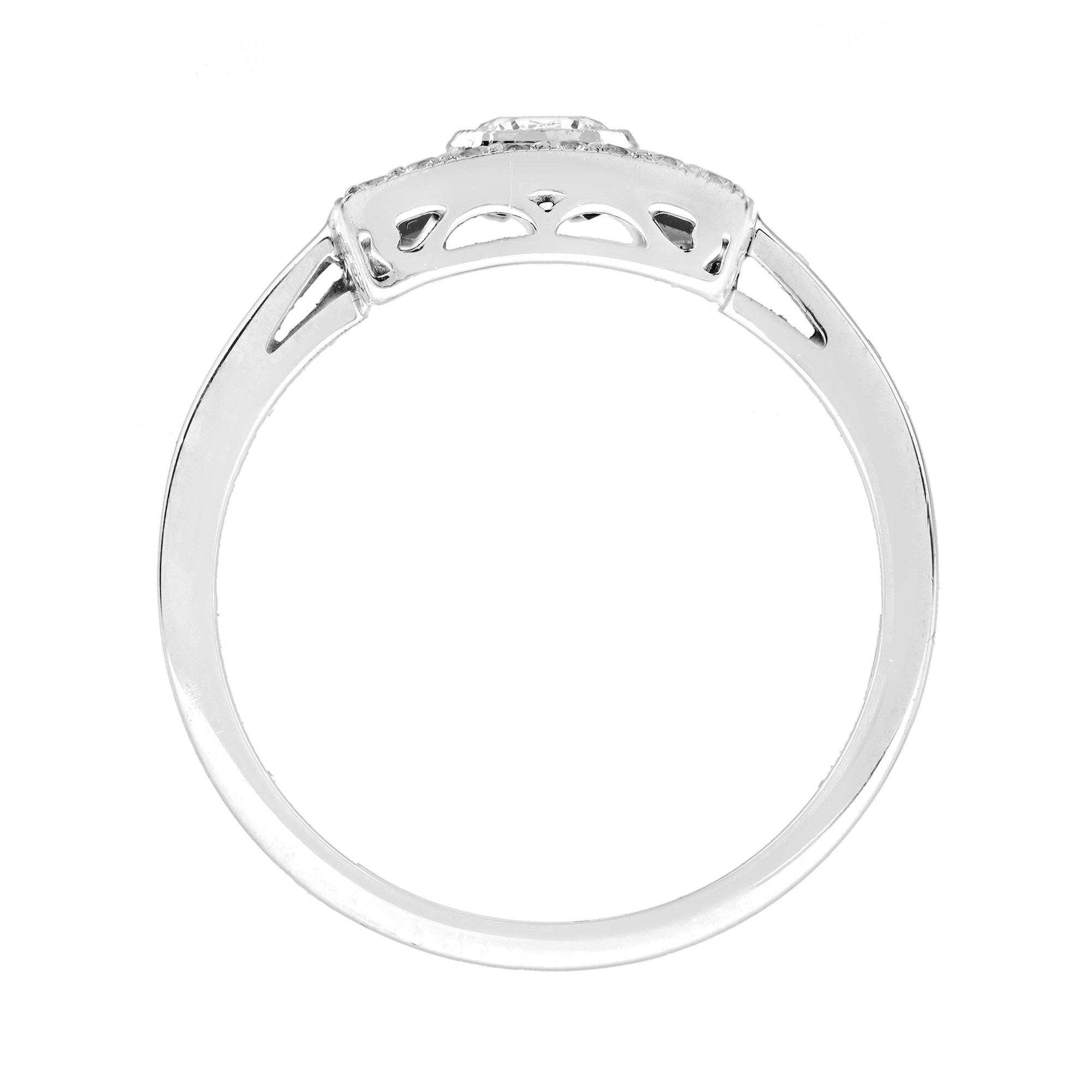 Diamond & Baguette Blue Sapphire Art Deco Style Rectangular 14K White Gold Ring
