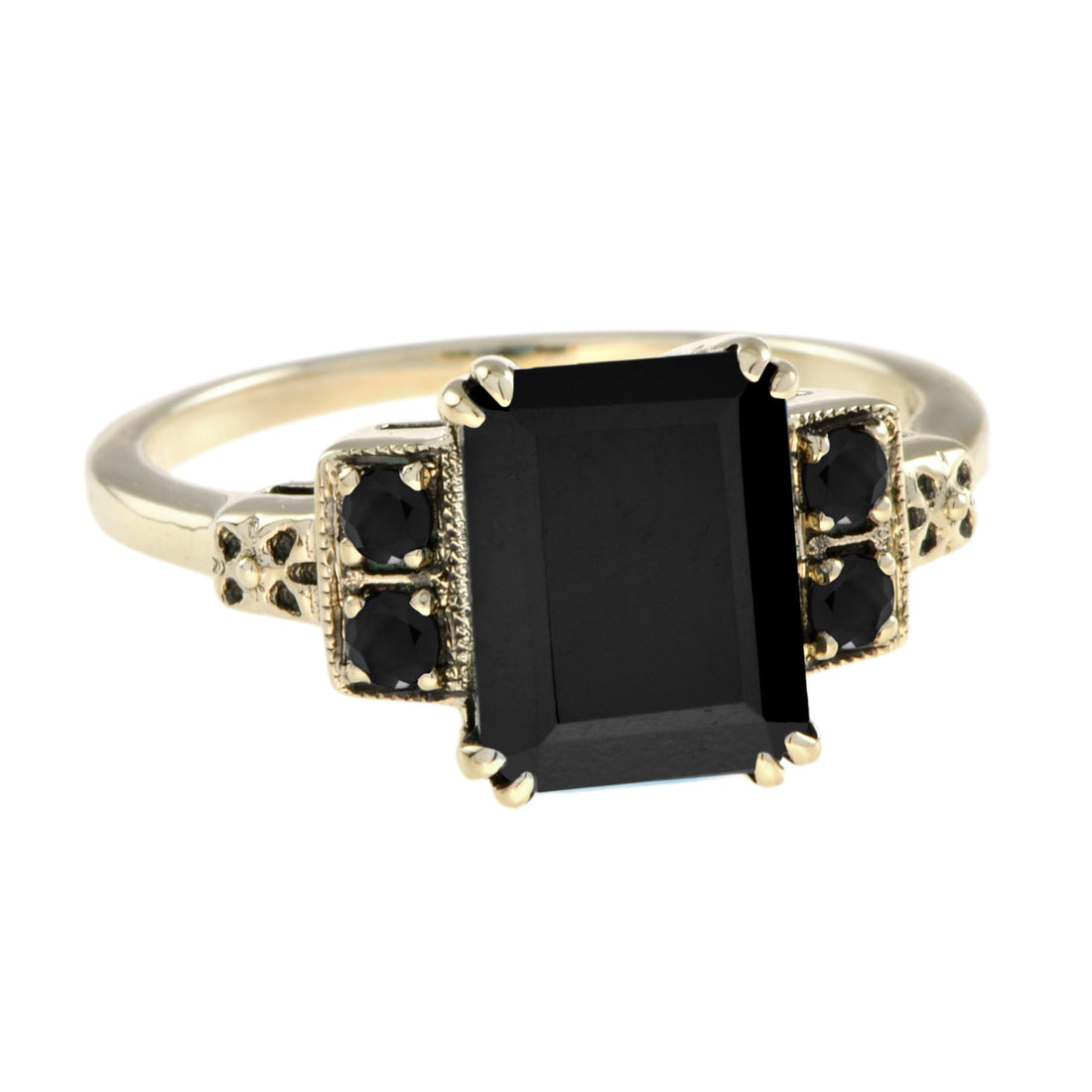 Marin Deep Sea Onyx Solitaire 14K Yellow Gold Ring