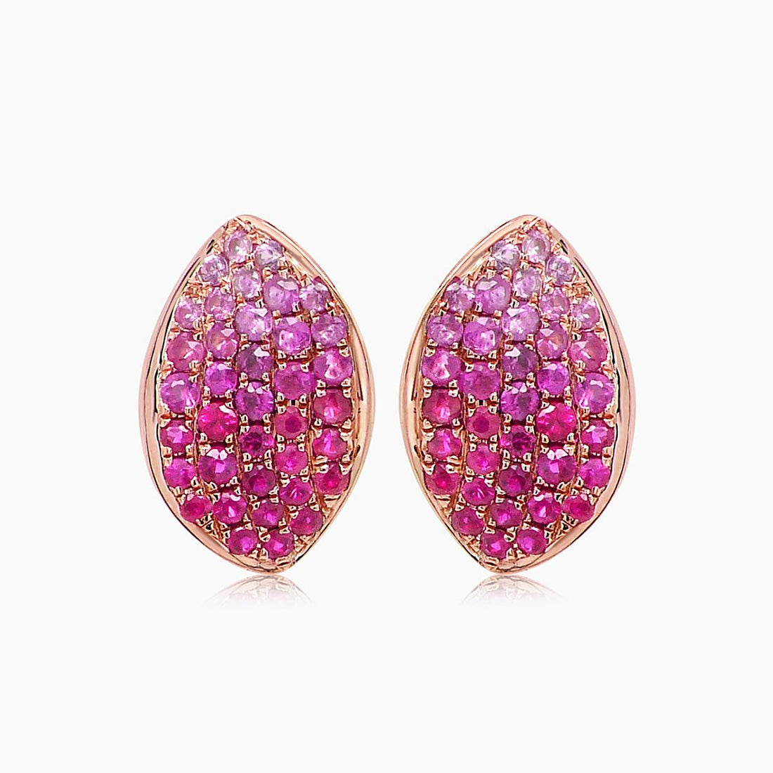 Ruby & Pink Sapphire Pave Set 18K Rose Gold Drop Earring