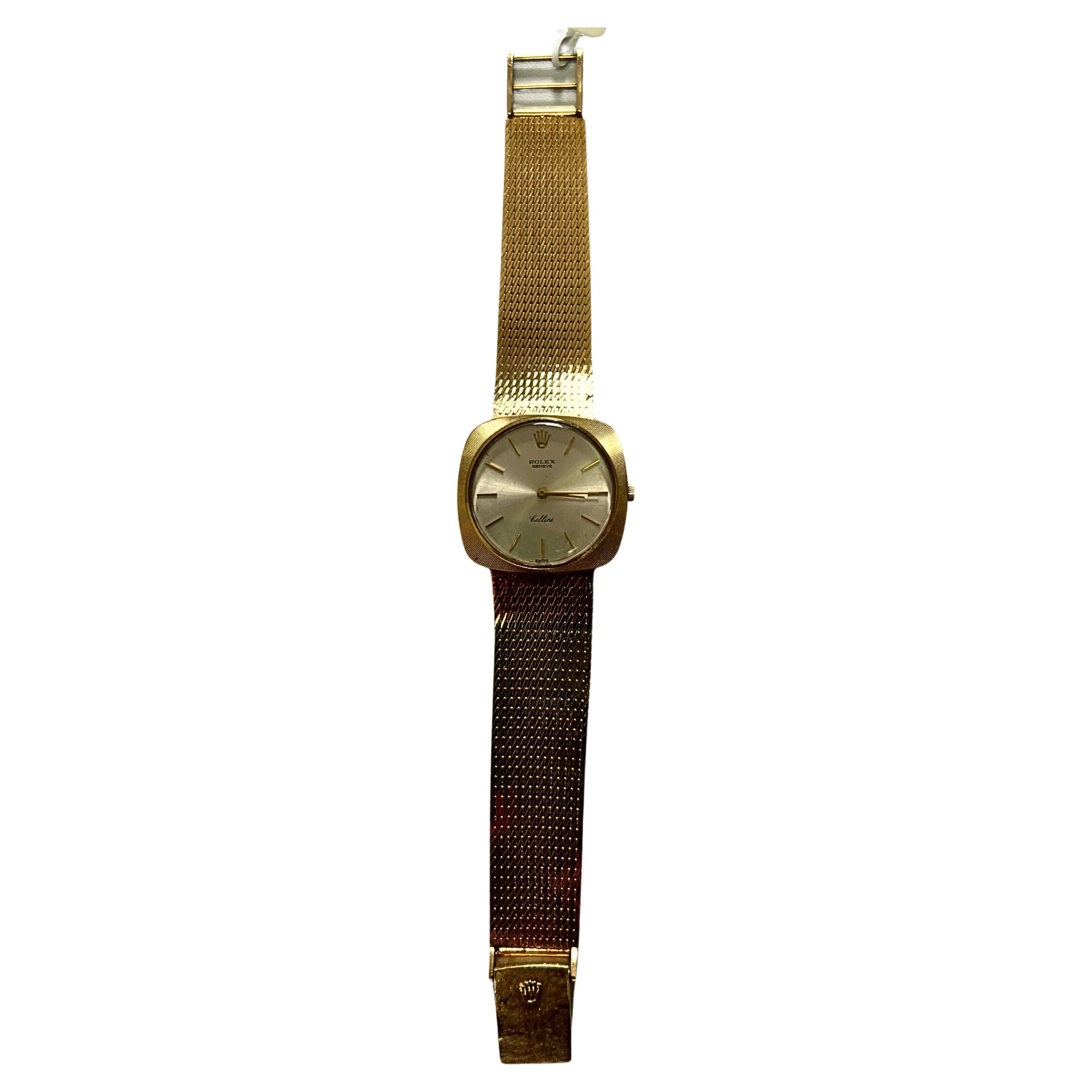 Rolex Cellini White Round Cushion Dial 14 Karat Yellow Gold Vintage Watch