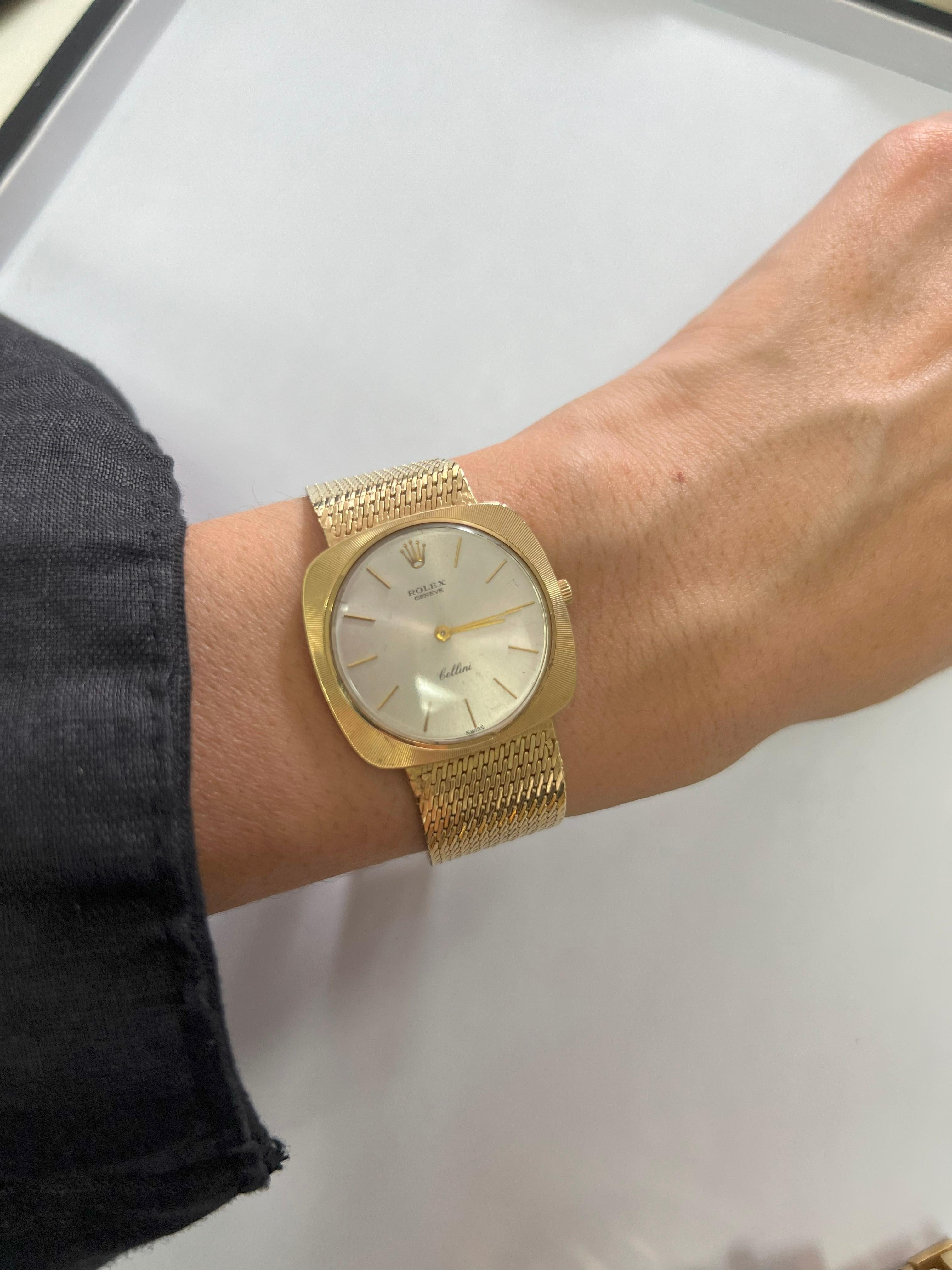 Rolex Cellini White Round Cushion Dial 14 Karat Yellow Gold Vintage Watch