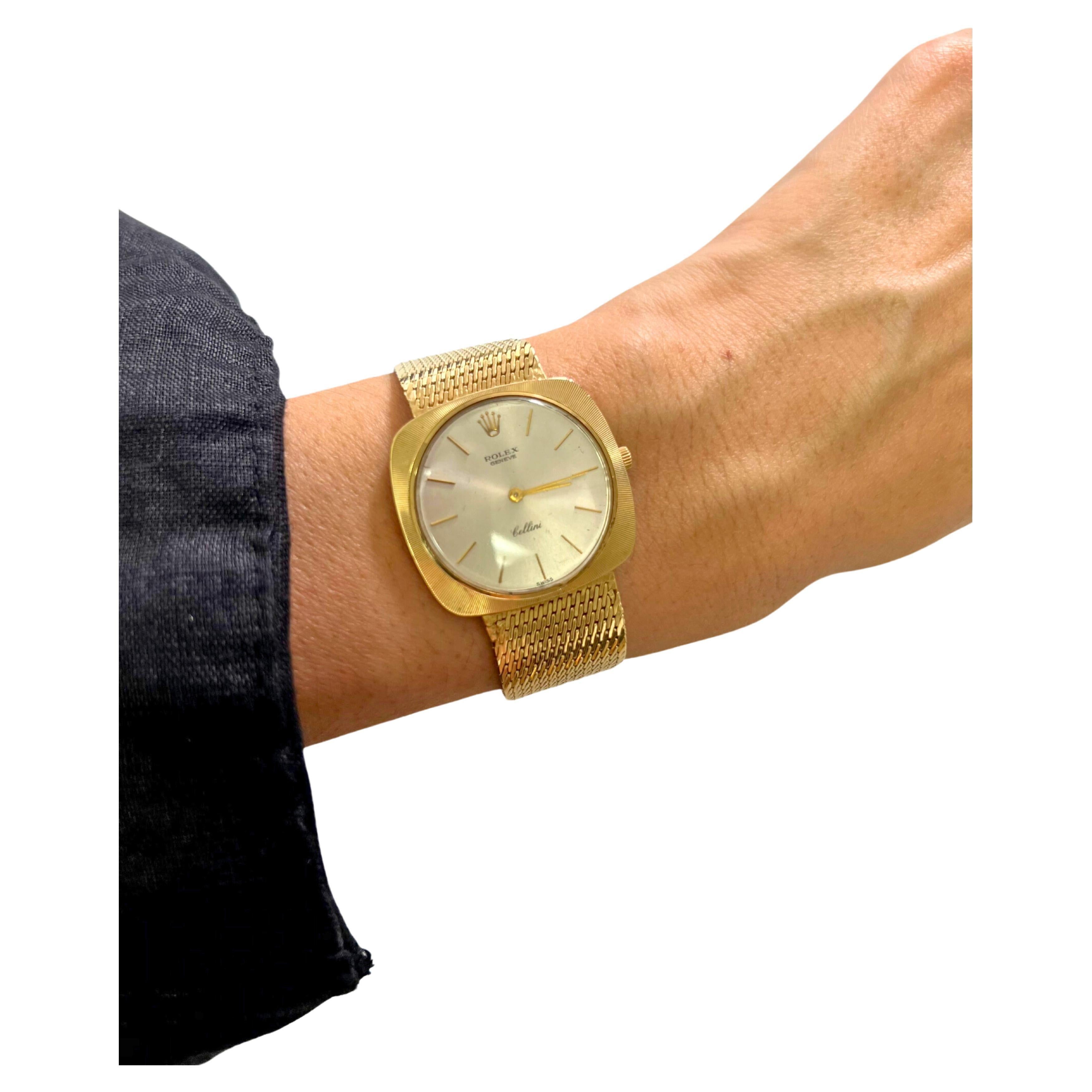 Rolex Cellini White Round Cushion Dial 14 Karat Yellow Gold Vintage Watch
