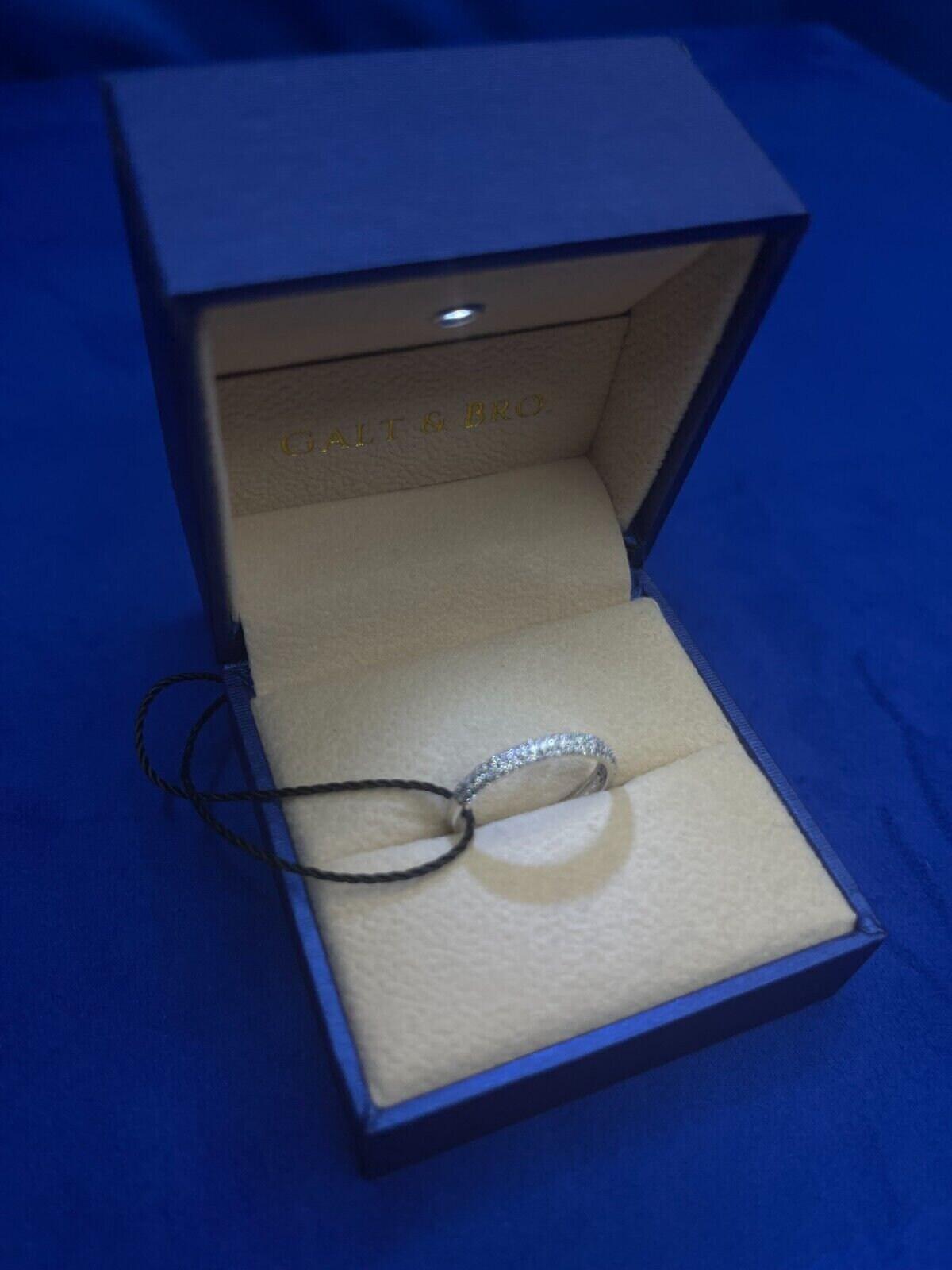 Round Diamond Pave Wedding Thin Stackable Dainty Band 18 Karat White Gold Ring