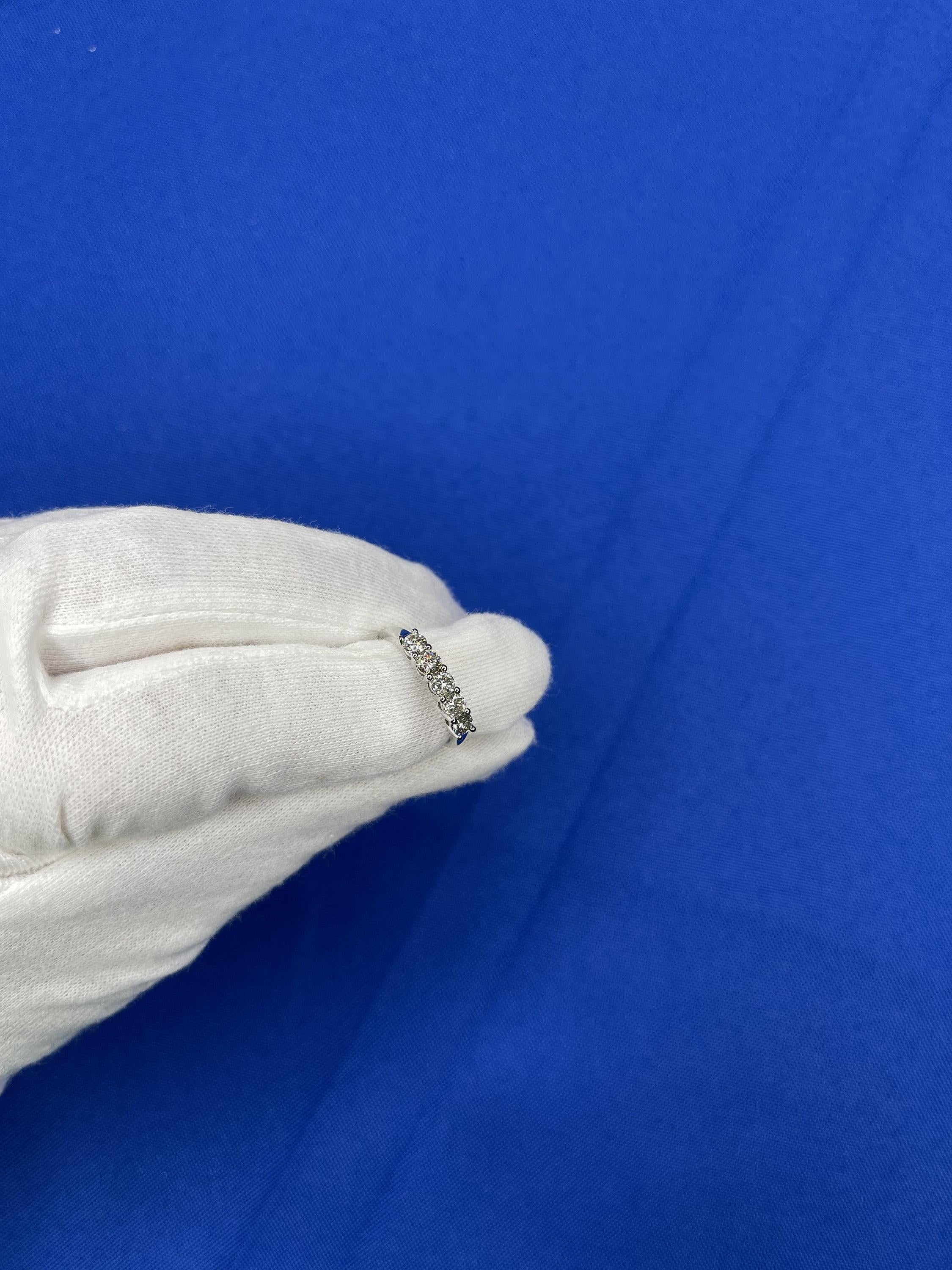 Round Shape Brilliant Cut Silvery Grey Warm Diamond 5 Stone Eternity Stackable C