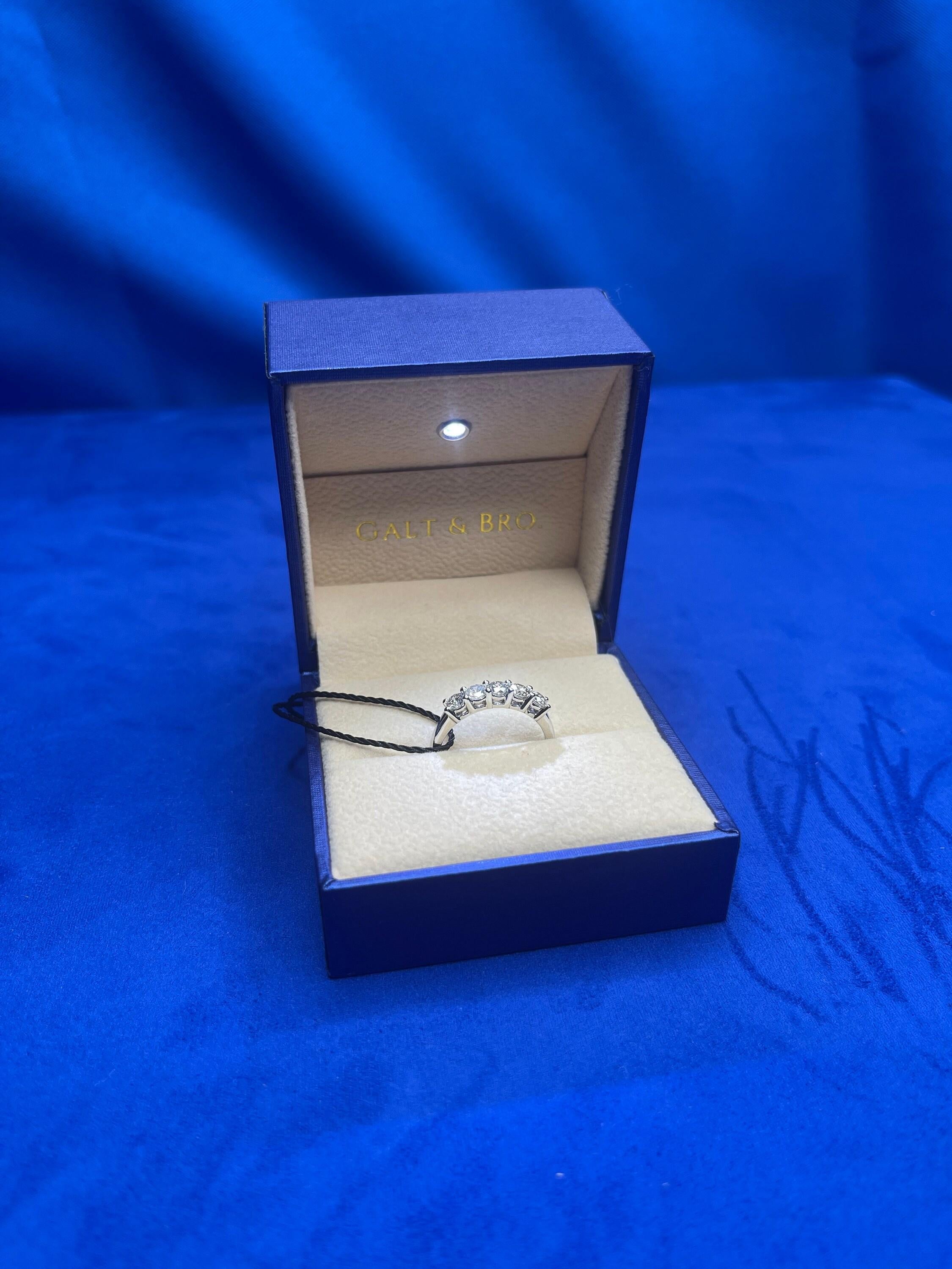 Round Shape Brilliant Cut Silvery Grey Warm Diamond 5 Stone Eternity Stackable C