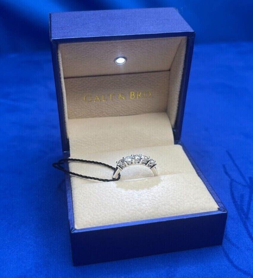 Round Shape Brilliant Cut Silvery Grey Warm Diamond 5 Stone Eternity Stackable C