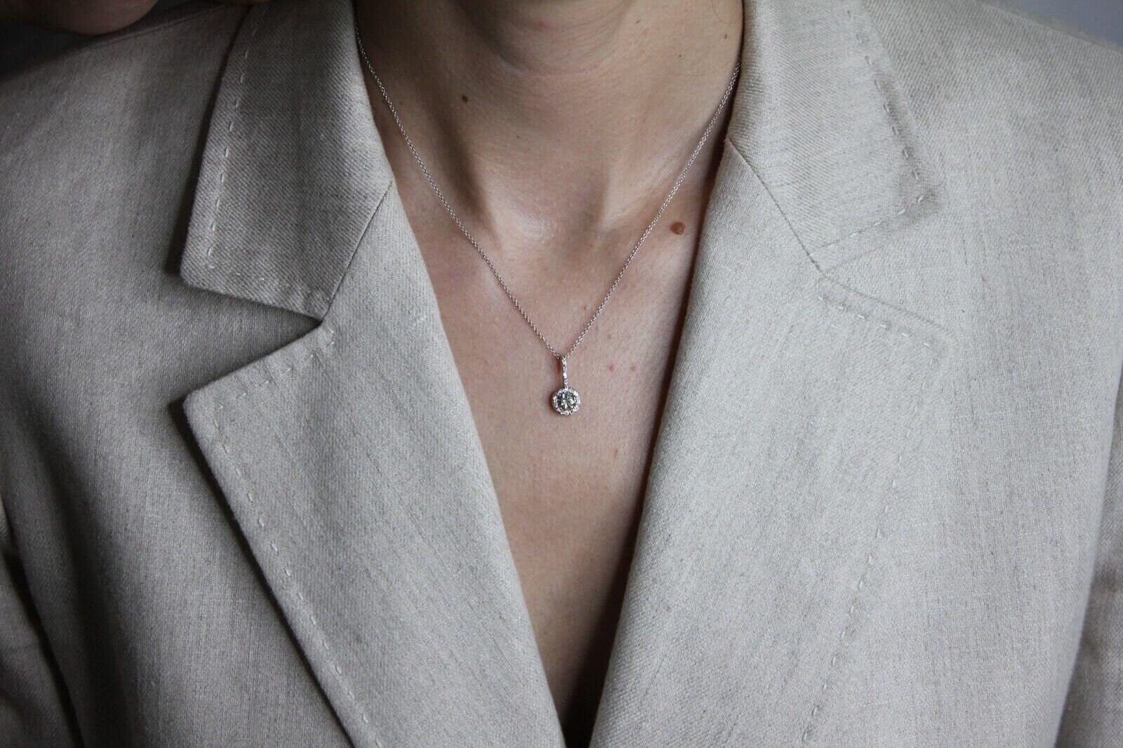 Round Shape Brilliant Cut Solitaire Diamond Pave Halo Set 14 Karat White Gold Da