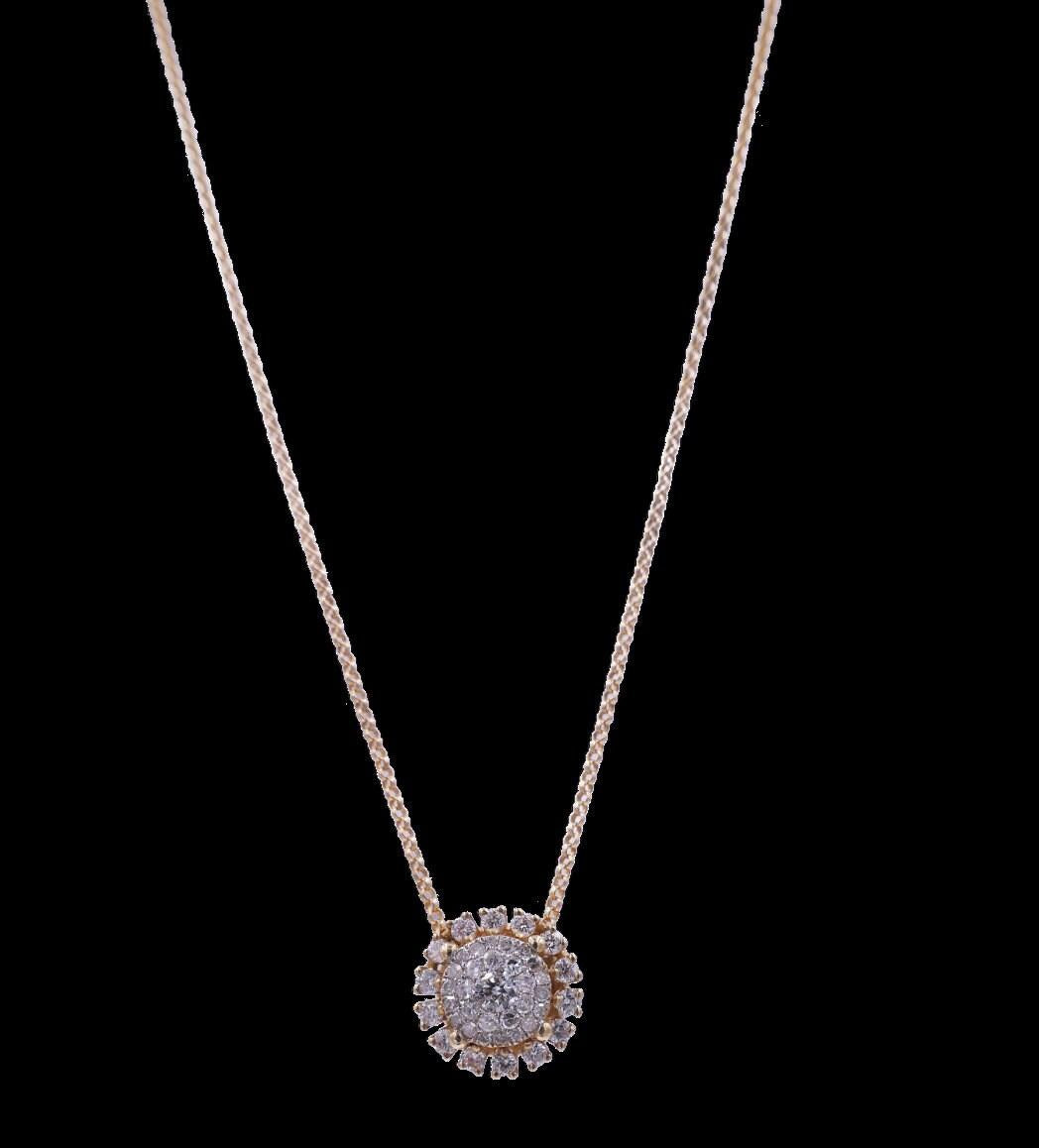 Round Shape Brilliant Cut Sunflower Flora Sun Ray Illusion Set Halo Set Pave Set