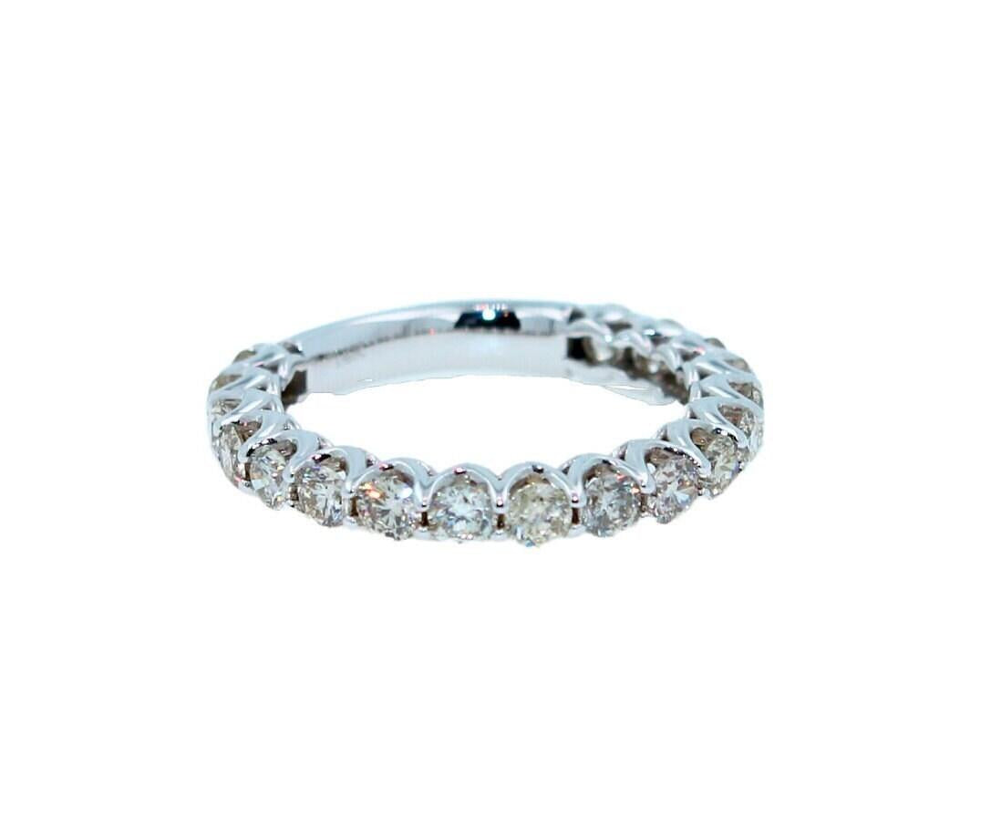 Round Shape Brilliant Cut Warm Silver Diamond Classic Stack Eternity Wedding Ann