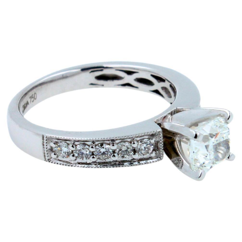 Square Cushion Cut Shape Diamond 18k White Gold Engagement Solitaire Ring