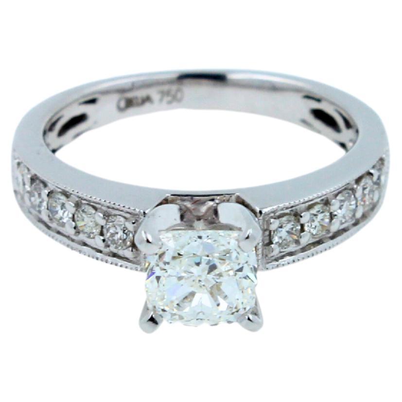 Square Cushion Cut Shape Diamond 18k White Gold Engagement Solitaire Ring