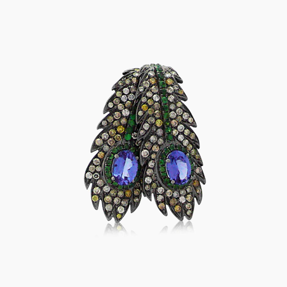 Blue Tanzanite & Green Garnet & Fancy Diamond 18K Rose Gold Pendant