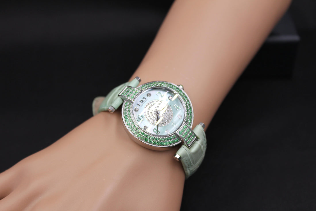 Tsavorites & Diamonds Pave Dial Luxury Swiss Quartz Exotic Watch