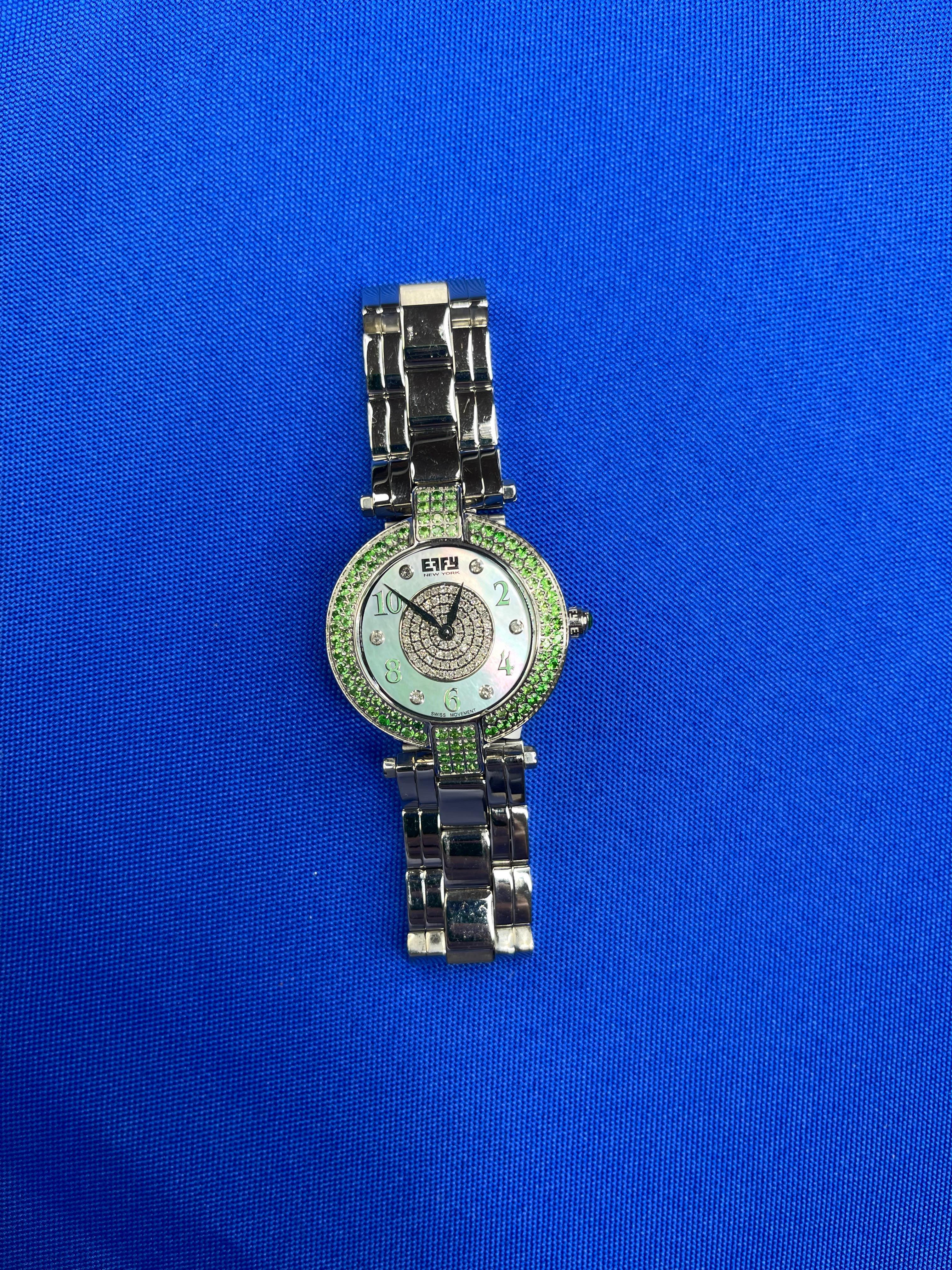Tsavorites & Diamonds Pave Dial Luxury Swiss Quartz Exotic Watch