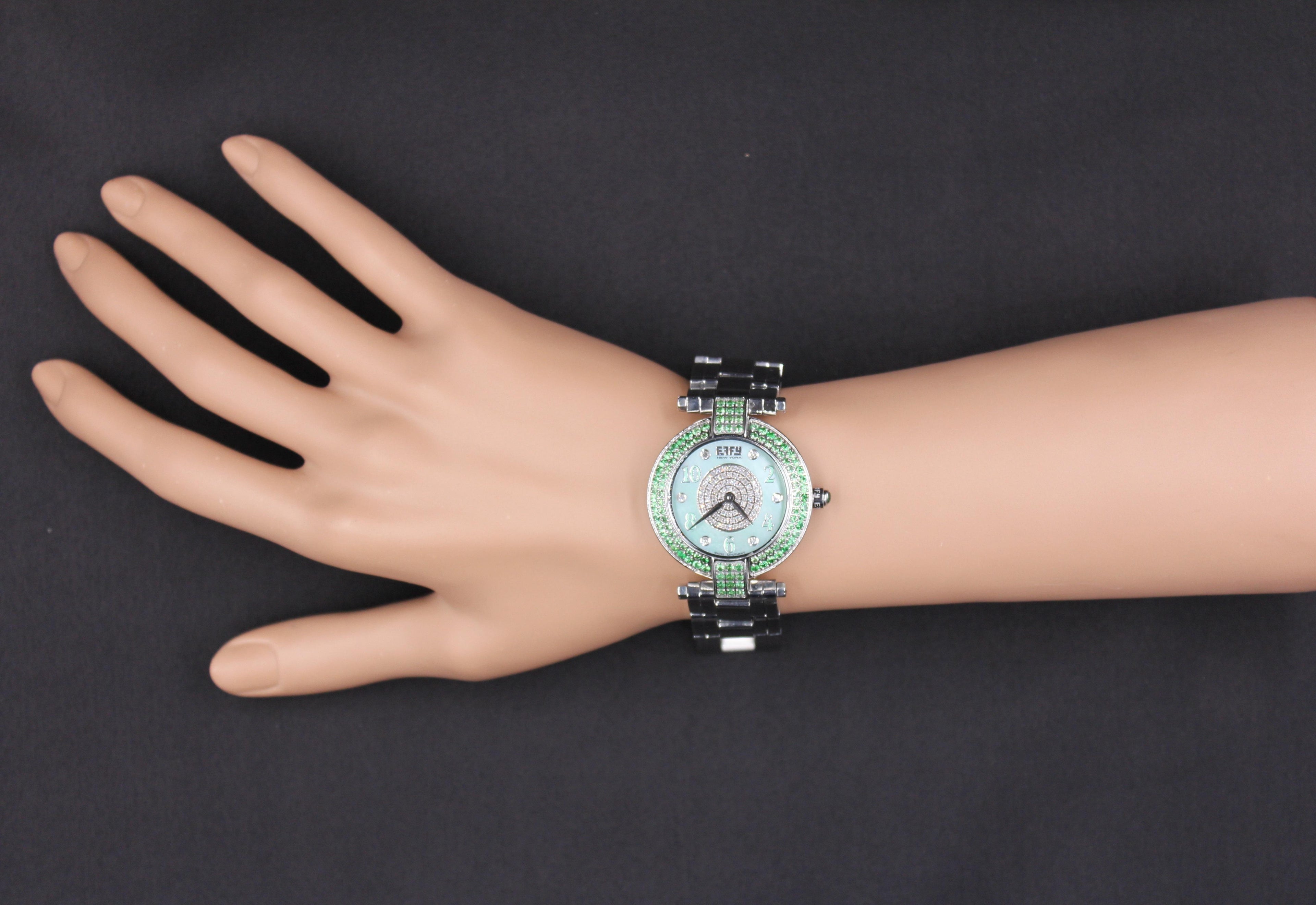 Tsavorites & Diamonds Pave Dial Luxury Swiss Quartz Exotic Watch