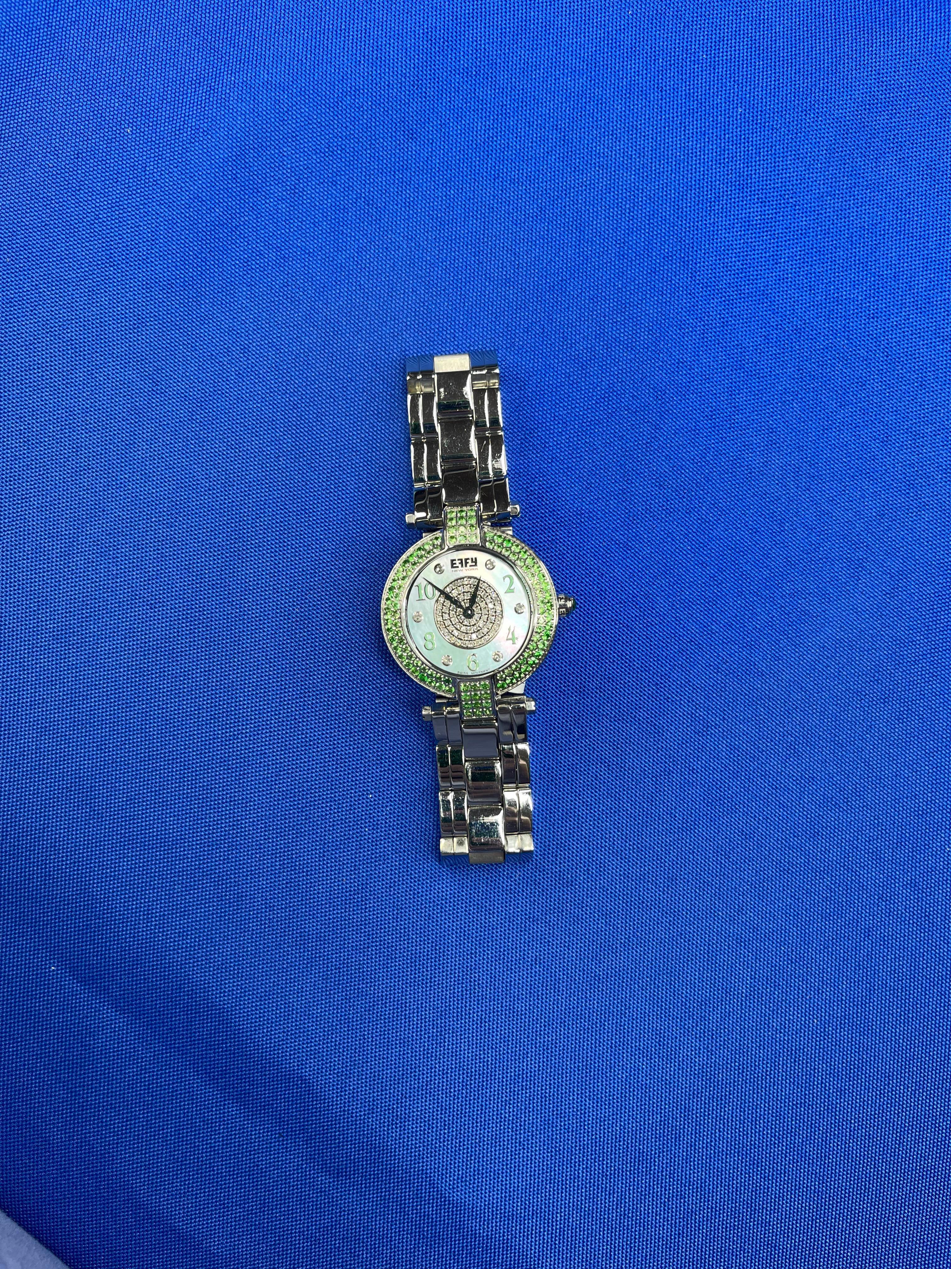 Tsavorites & Diamonds Pave Dial Luxury Swiss Quartz Exotic Watch