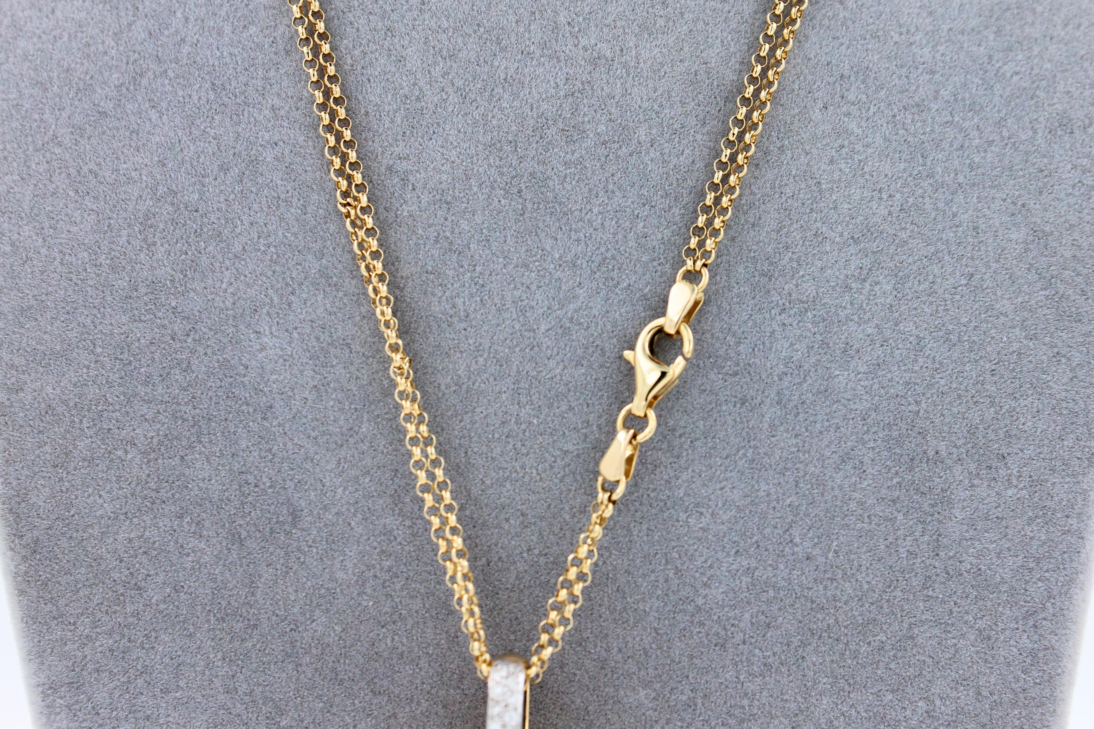 Diamonds Golden Spheres Gold Balls Geometric Bells Motif 18K Gold Necklace