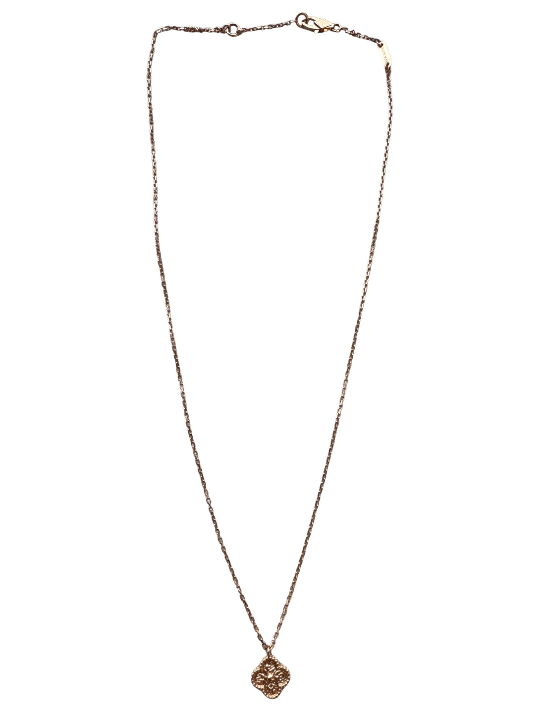 Van Cleef & Arpels Sweet Alhambra Hammered 1 Motif 18K Rose Gold Pendant Necklace