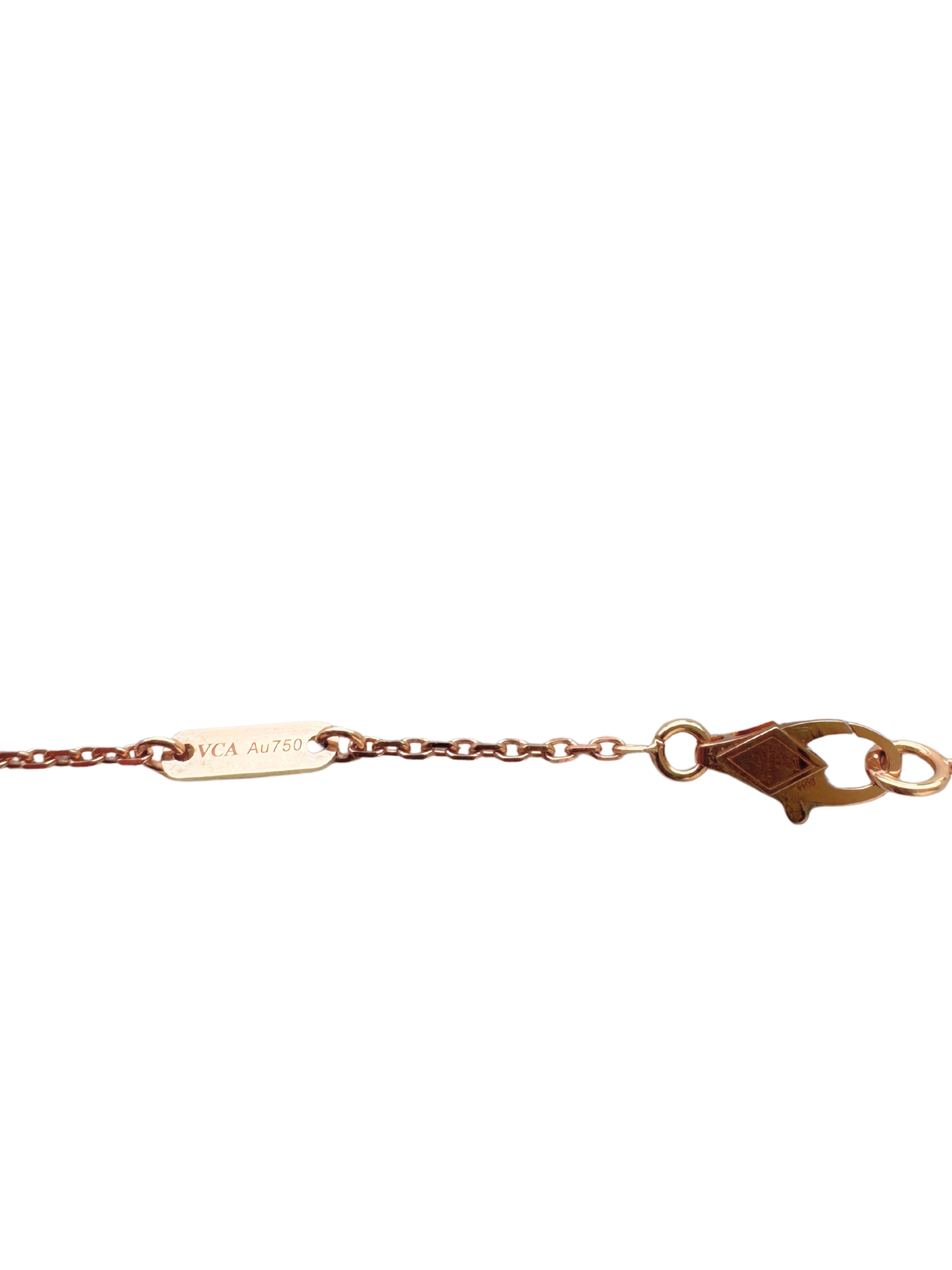 Van Cleef & Arpels Sweet Alhambra Hammered 1 Motif 18K Rose Gold Pendant Necklace
