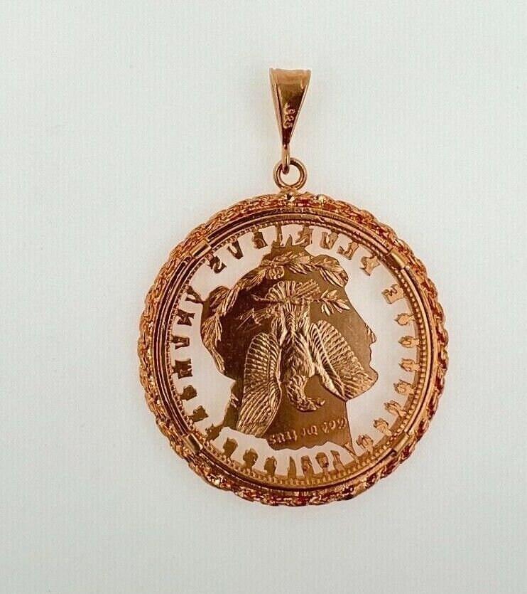 Vintage American Dollar Lady Liberty Genuine Coin White Rose Gold Vermeil Sterli