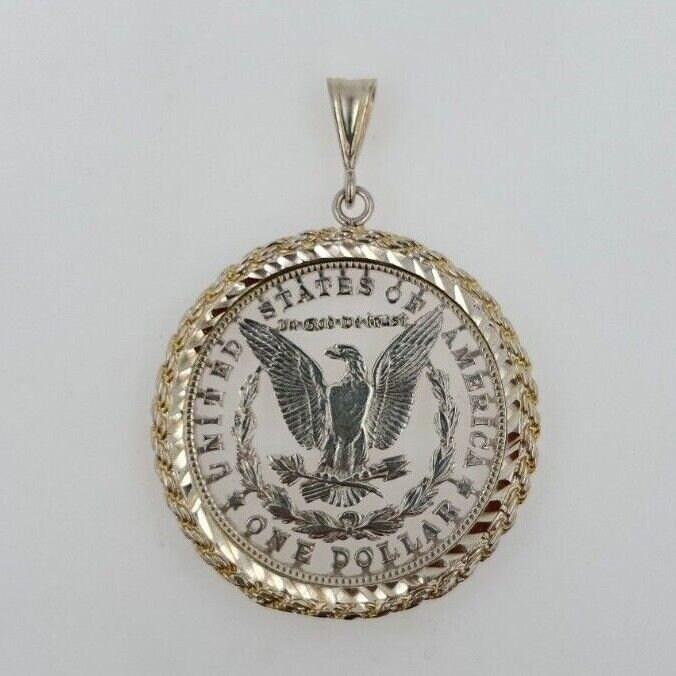 Vintage American USA Dollar Bald Eagle Genuine Coin White Rhodium Plated Sterlin