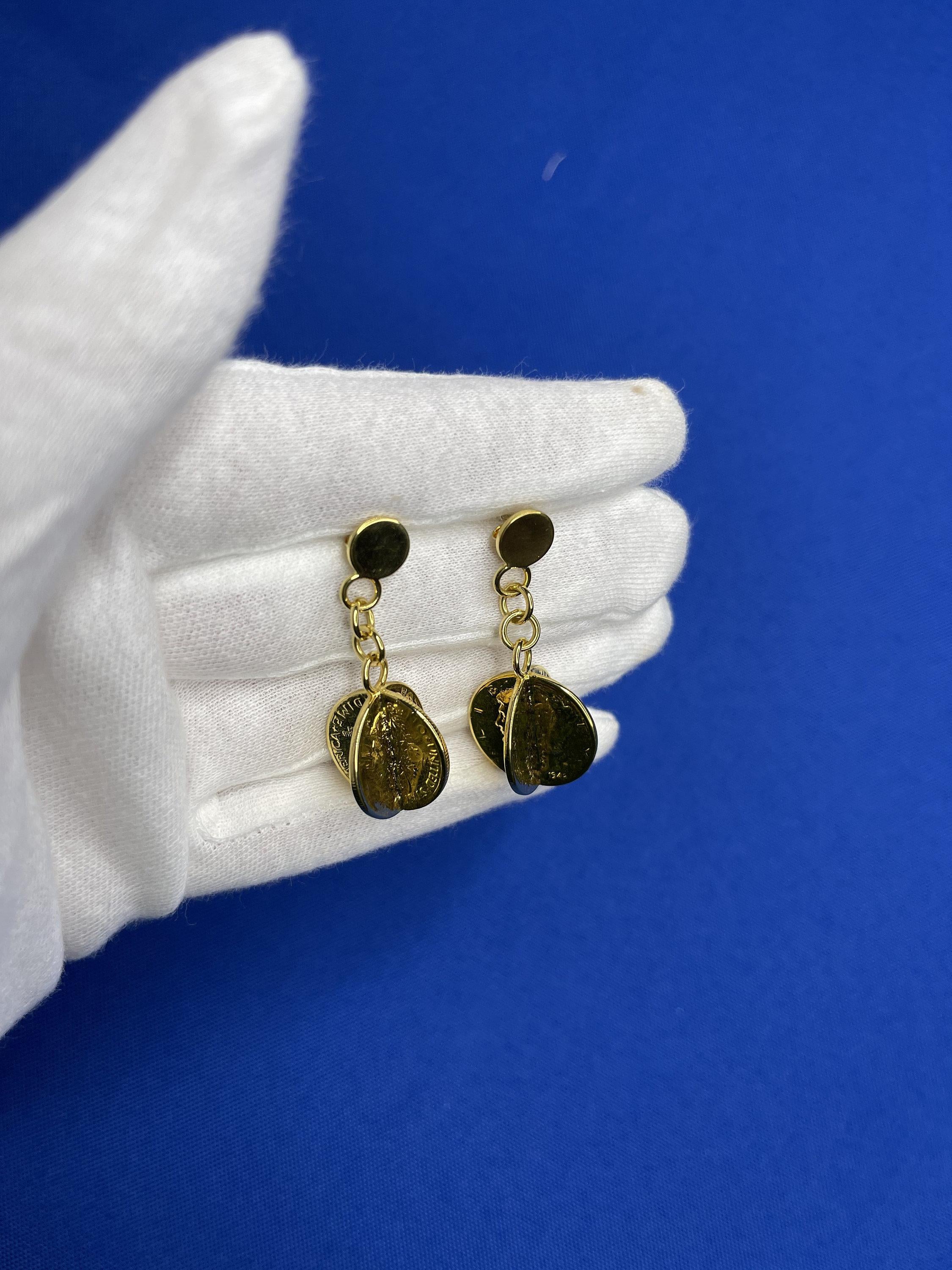 Vintage Genuine Real Dollar Coin Yellow Gold Vermeil Sterling Silver Charm Drop