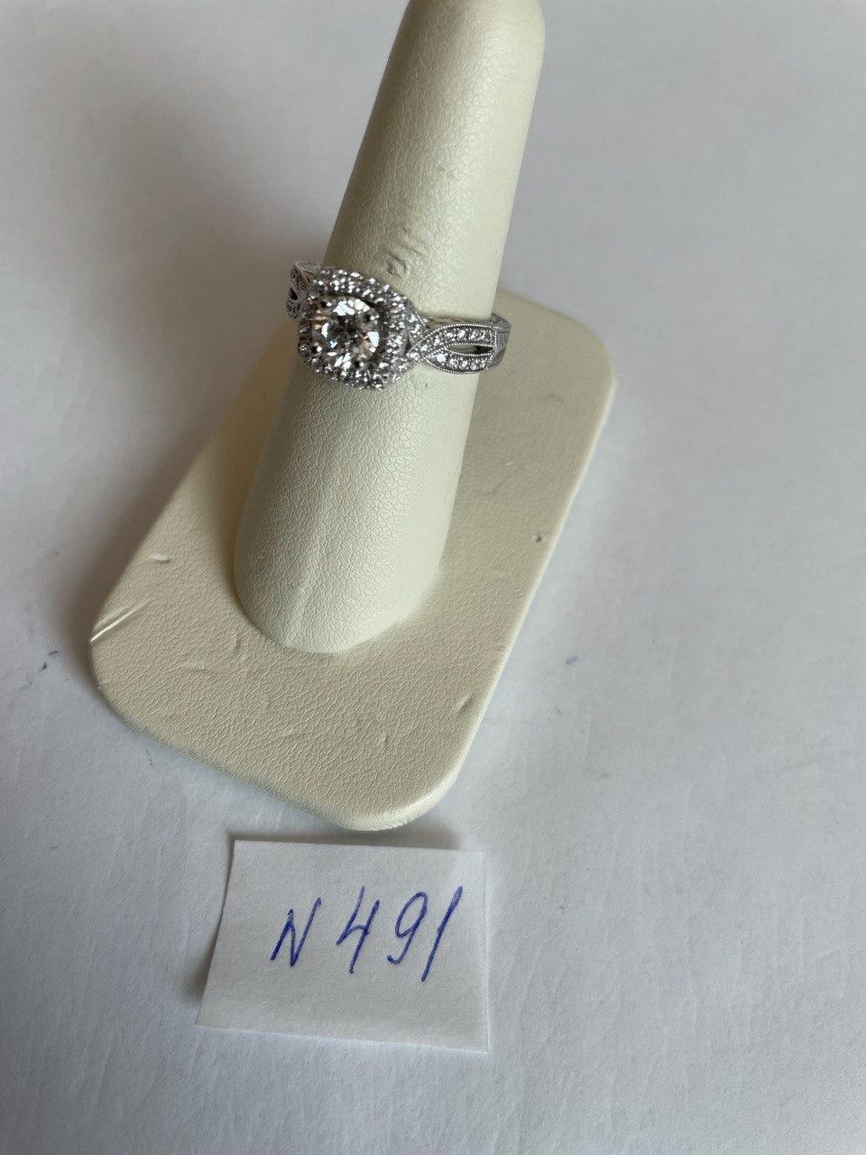 Round Shape Brilliant Cut Diamond Halo Pave Set 18K White Gold Engagement Ring