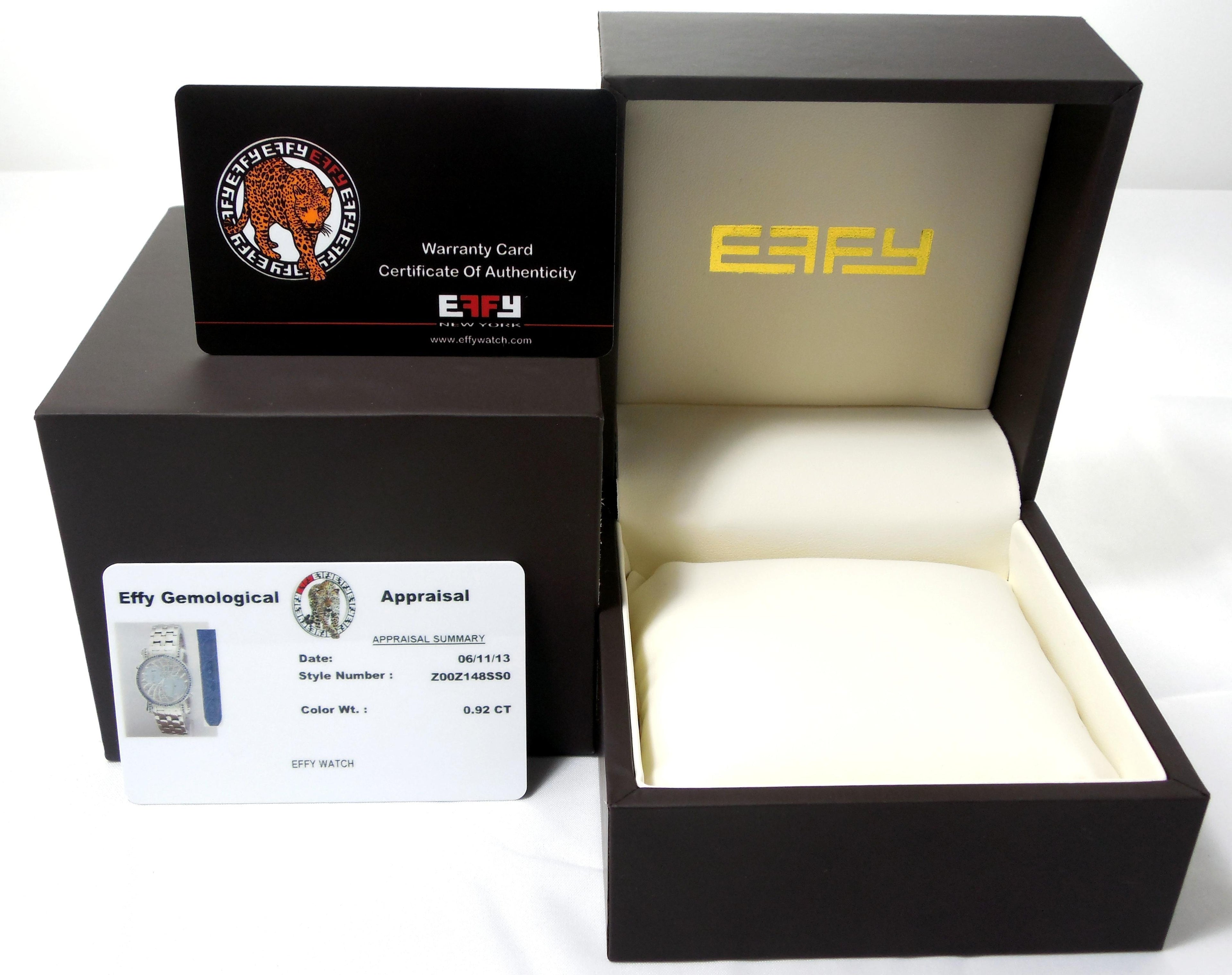 White Sapphires Pave Dial Luxury Swiss Quartz Exotic Leather Band Watch