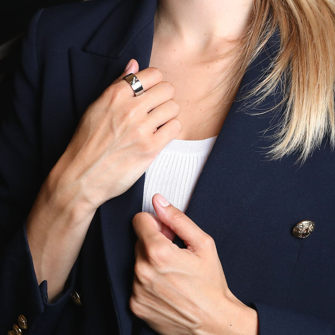 Chaumet Liens Diamonds 18K White Gold Wide Band Ring