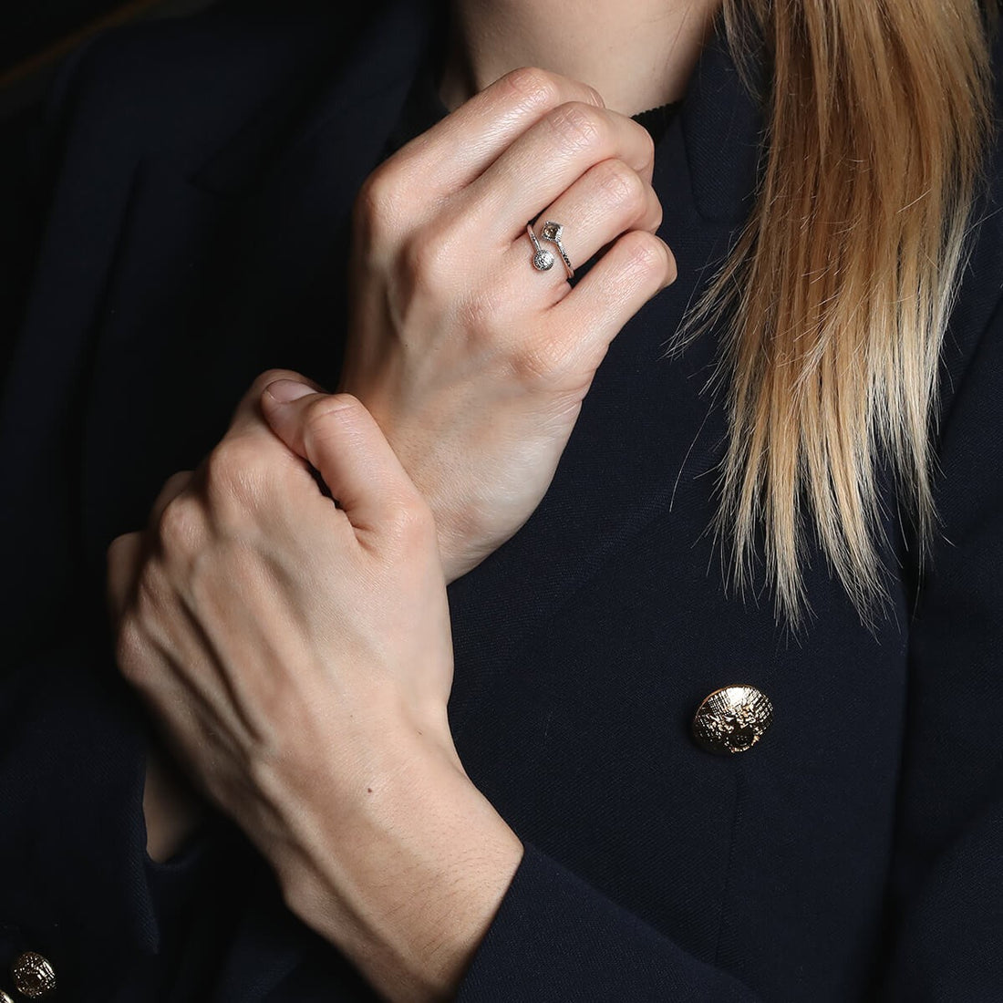 De Beers Talisman Polished & Brown Rough Natural Diamonds 18K White Gold Ring