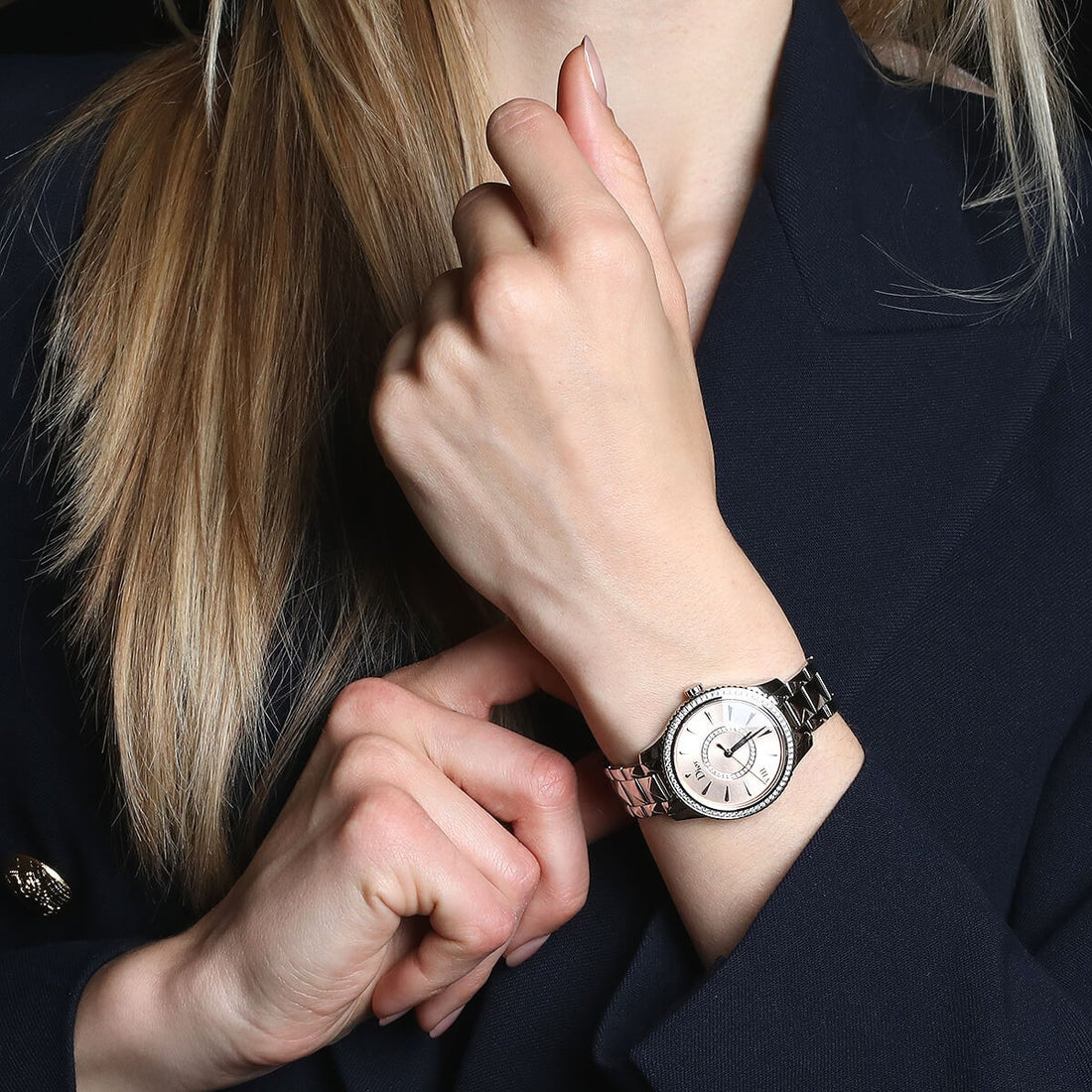 Dior VIII Diamonds & Stainless Steel 33 mm Rose Pink Dial Watch