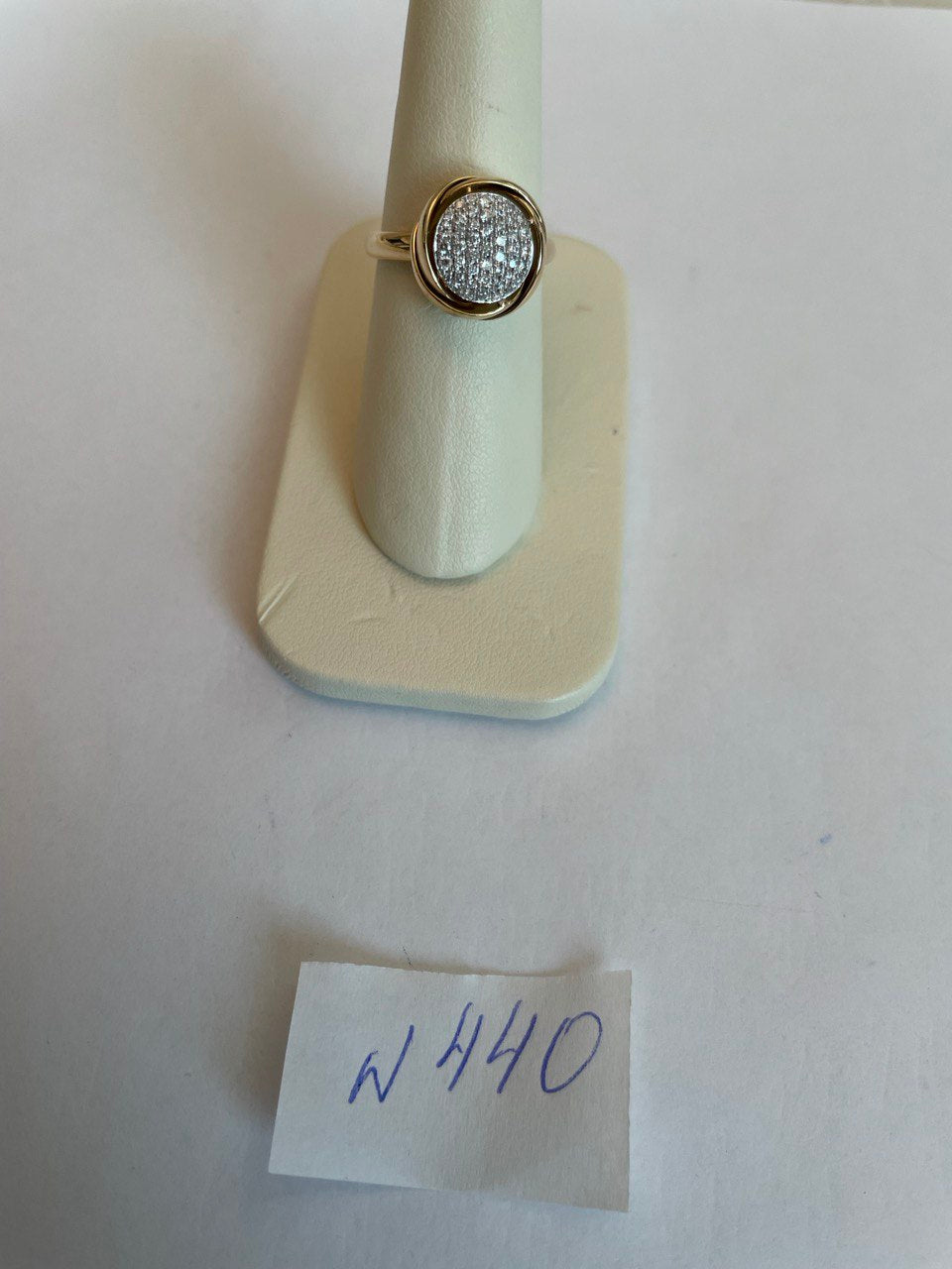 Diamonds Pave Circle Rose Flower Layers 14K Yellow Gold Statement Ring