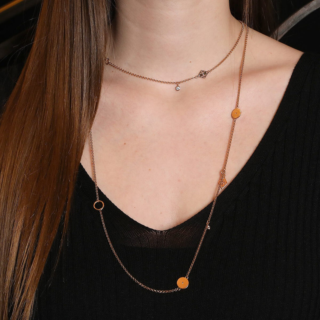 Hermes Gambade Diamonds & 18K Rose Gold Long Lariat Necklace