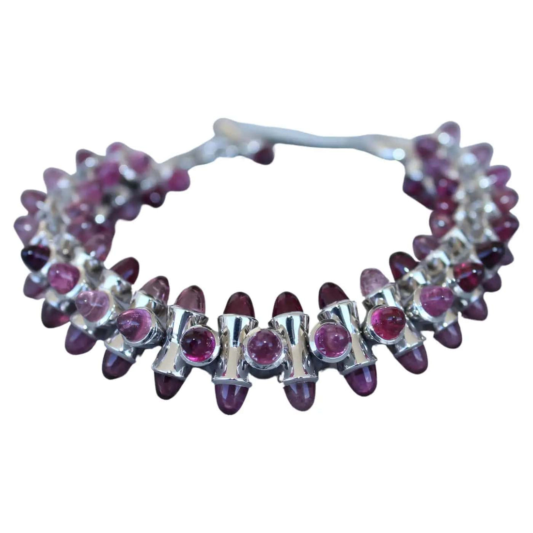 Tamara Commoli Pink Tourmaline Rubellite Mikado 18K White Gold Unique Bracelet