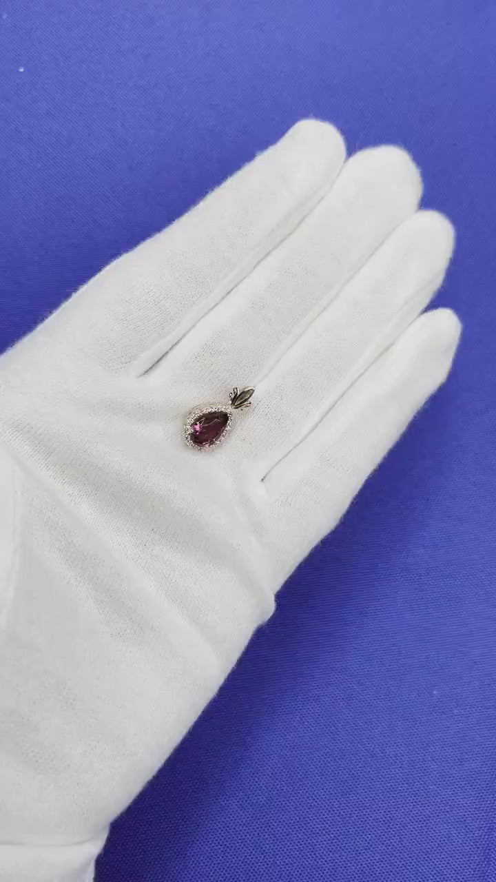 Pear Drop Shape Brilliant Cut Rubellite Pink Tourmaline Halo Set Diamond 14 Kara