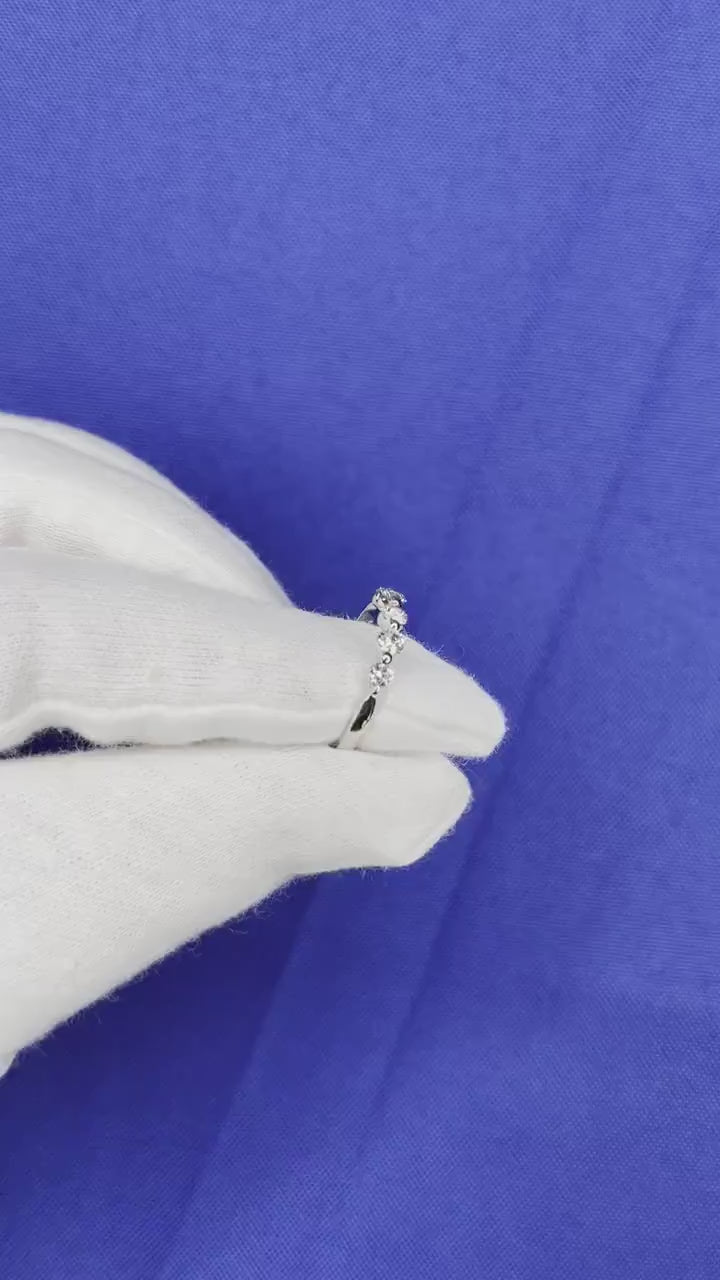 Half Carats Round Shape Brilliant Cut Diamond Half Bezel Prong Set Thin Eternity