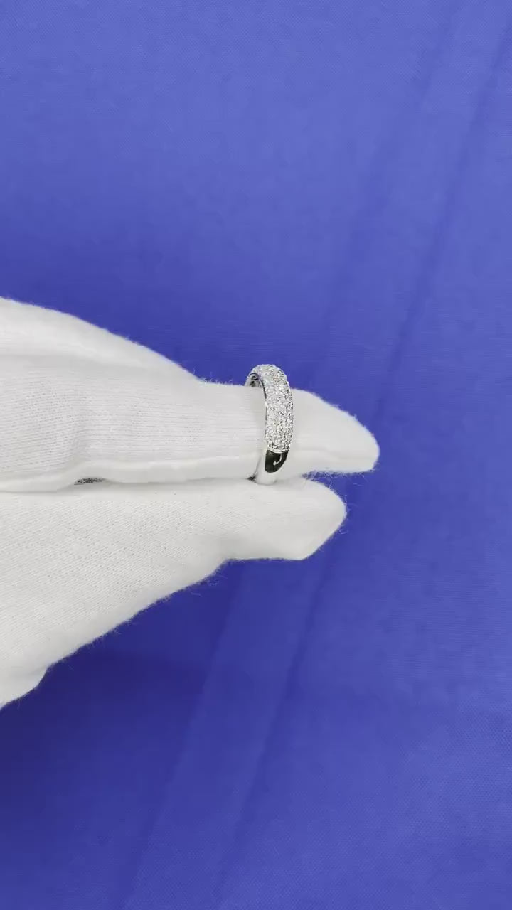 Brilliant Cut White Diamond Pave Set Medium Stackable Dainty Minimalistic Classi