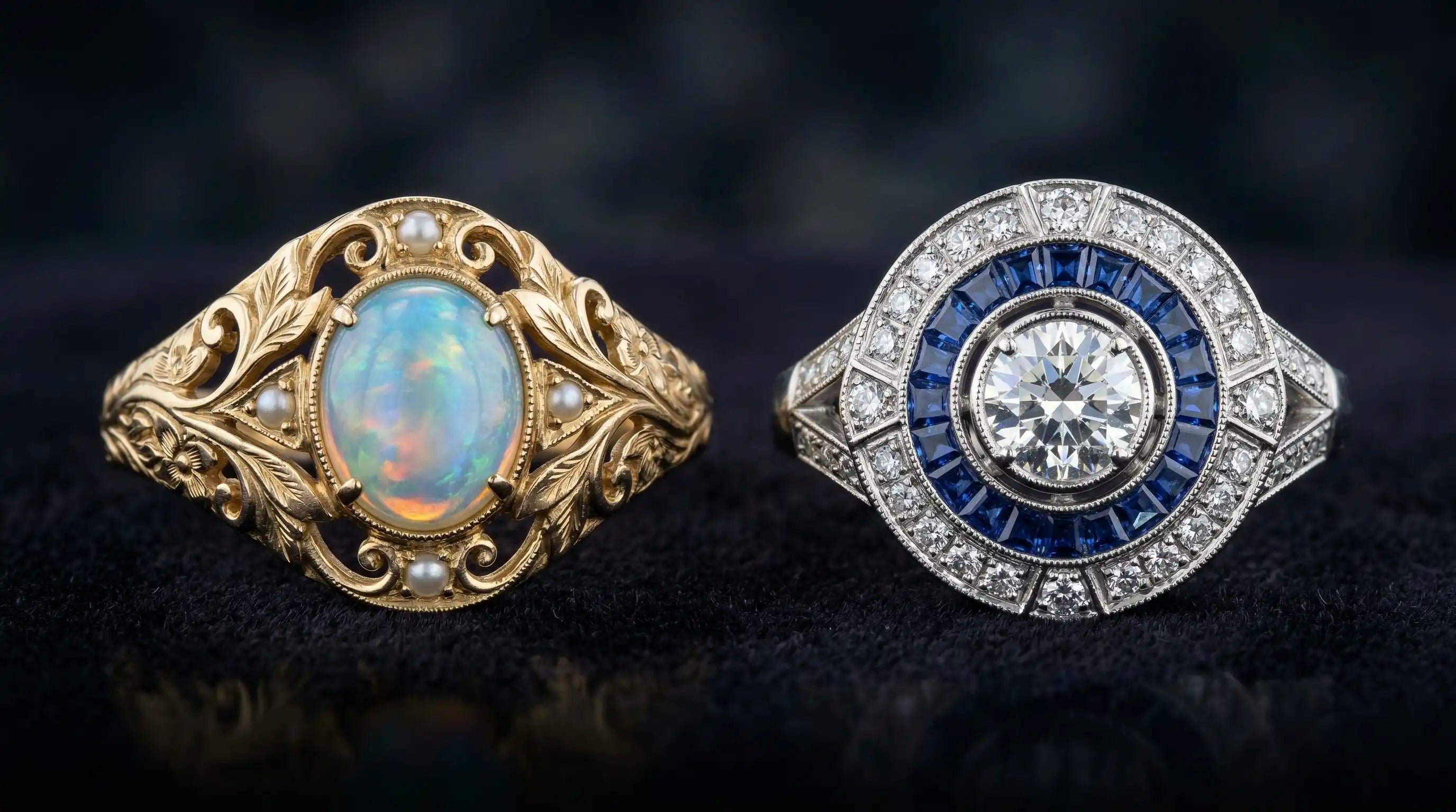 Art Nouveau vs Art Deco Jewelry: Motifs, Metals, and Stone Cuts