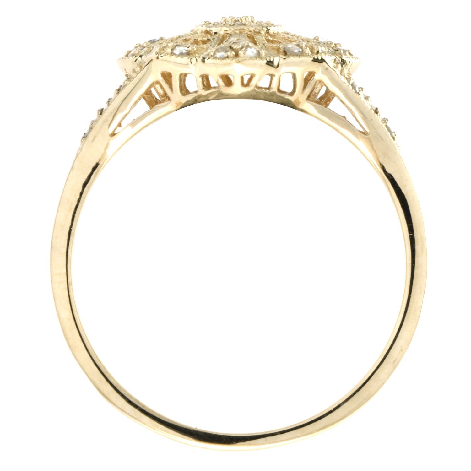 Spring Bloom Vintage Style Edwardian Inspired Diamond 14K Yellow Gold Ring