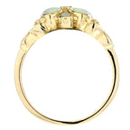 Spring Bloom Pure White Opal Floral Flower Vintage Style 14K Yellow Gold Ring