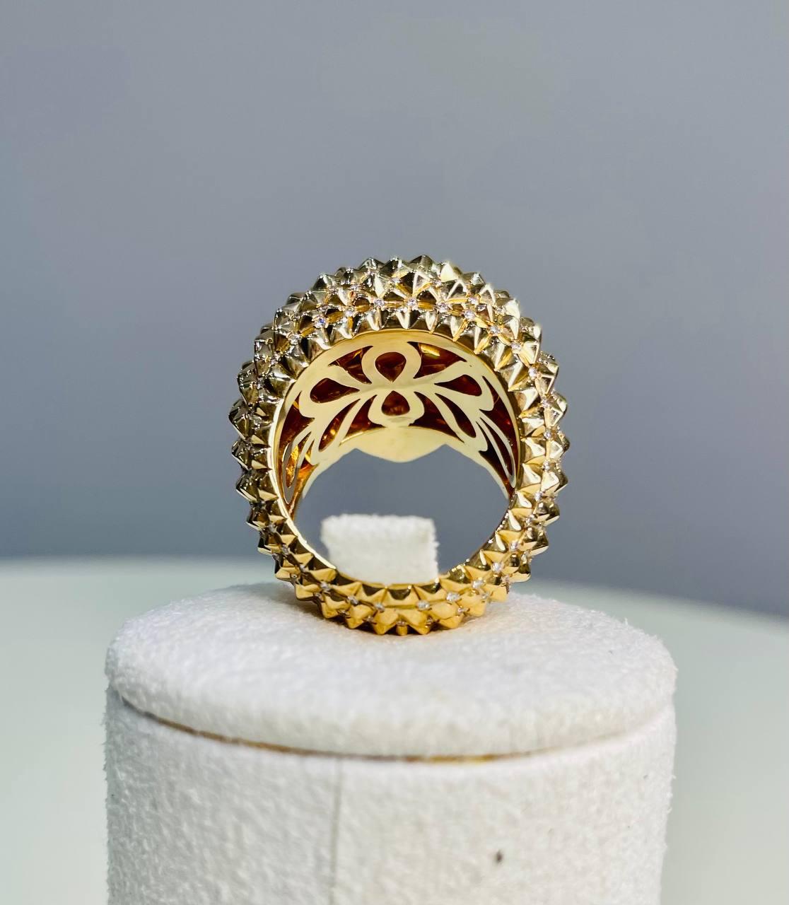 Hedgehog Spikey Emerald Eyes 18K Gold Statement Unique Cute Animal Ring