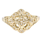 Spring Bloom Vintage Style Edwardian Inspired Diamond 14K Yellow Gold Ring