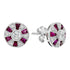 Round Diamond & French Cut Red Pink Ruby Art Deco Style Stud White Gold Earrings