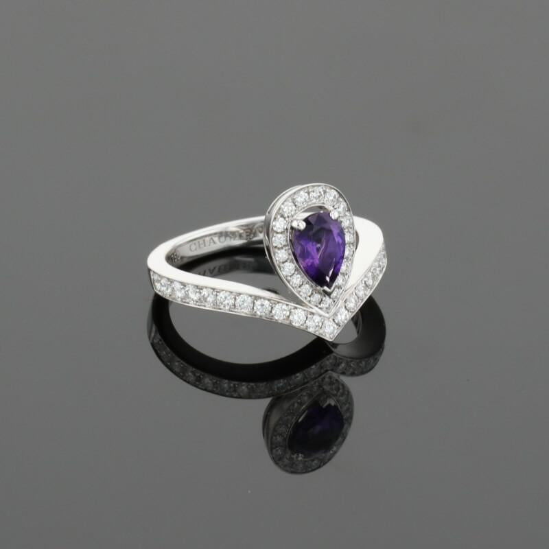 Chaumet Josephine Airette Diamonds & Pear Purple Amethyst 18K White Gold Ring