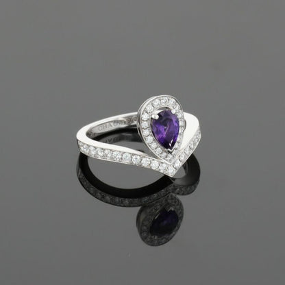 Chaumet Josephine Airette Diamonds &amp; Pear Purple Amethyst 18K White Gold Ring