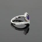 Chaumet Josephine Airette Diamonds & Pear Purple Amethyst 18K White Gold Ring