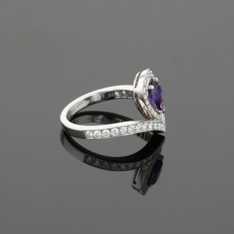 Chaumet Josephine Airette Diamonds &amp; Pear Purple Amethyst 18K White Gold Ring