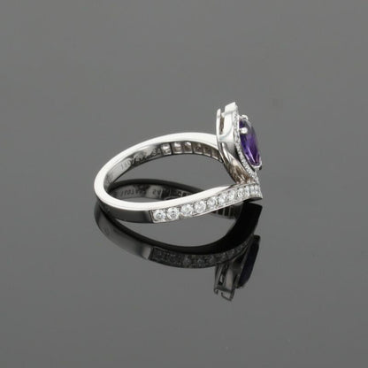 Chaumet Josephine Airette Diamonds &amp; Pear Purple Amethyst 18K White Gold Ring