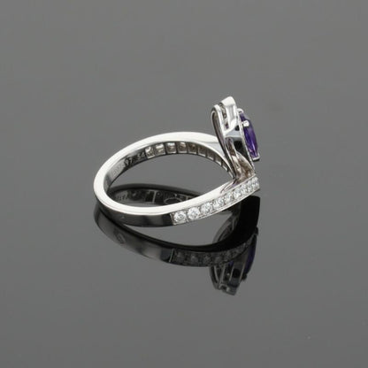 Chaumet Josephine Airette Diamonds &amp; Pear Purple Amethyst 18K White Gold Ring