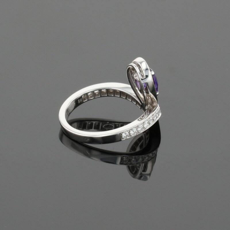 Chaumet Josephine Airette Diamonds & Pear Purple Amethyst 18K White Gold Ring